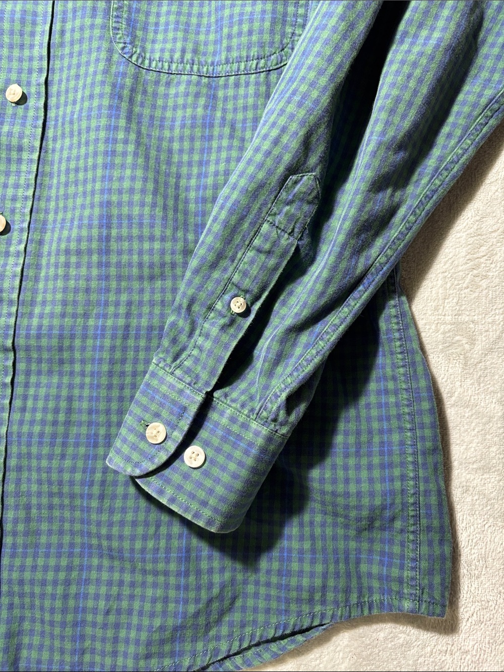 Wrangler Cowboy Cut Gorge‎ Strait Men’s M Green Blue Plaid Button Down Shirt - Picture 9 of 12